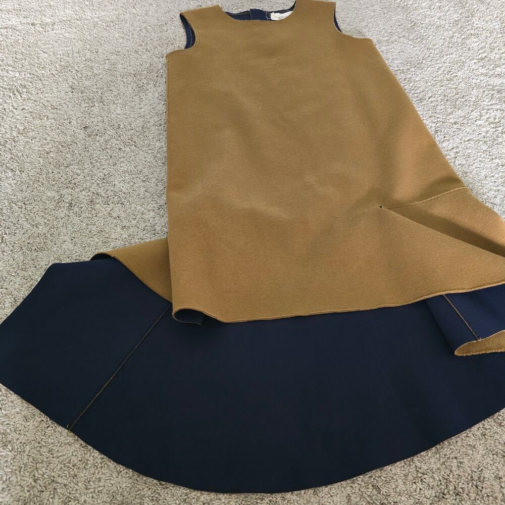 PortsPure Designer Wool Blend Colorblock Dress Asymmetrical Midi Minimalist Luxe - Picture 12 of 16